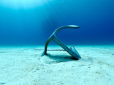 Anchor on sea floor