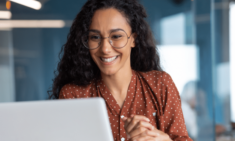 woman in virtual interview on computer