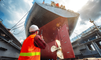 man inspecting ship