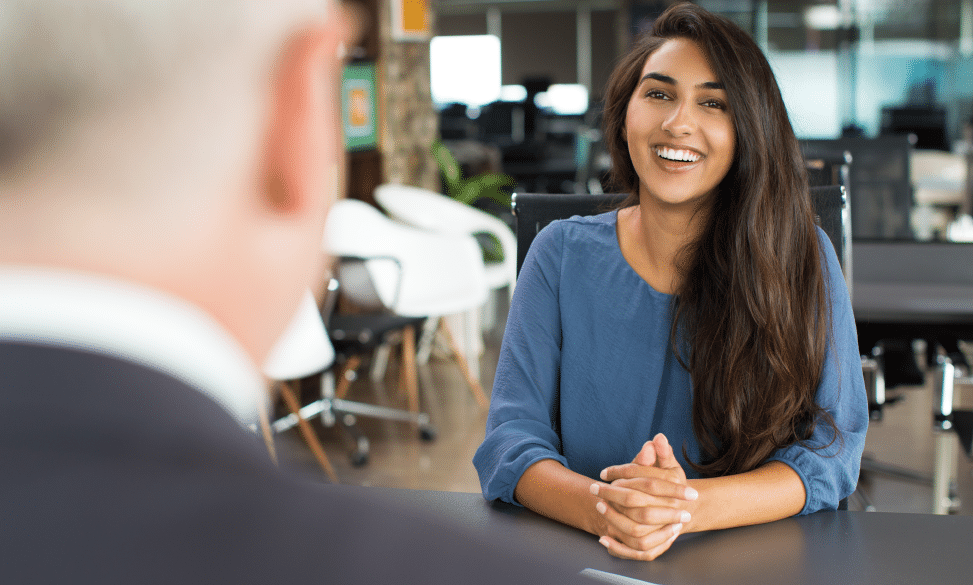 young female candidate at job interview